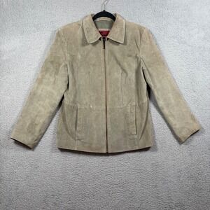 Vintage Reed Sportswear Womens M Genuine Suede Leather Full Zip Jacket Outerwear